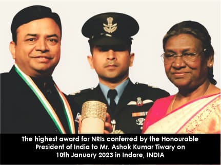 Awarding Mr. Tiwari A.K. by the President of India Mrs. Draupadi Murmu.